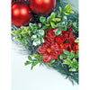 Checkered Bow Cotton buds and bushy Florals artificial christmas Wreath | 15 Inches