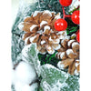 Checkered Bow Cotton buds and bushy Florals artificial christmas Wreath | 15 Inches