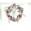 White Bushy Christmas Wreath With Snowman Berries & Jute Accents | 17 Inches