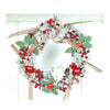 White Bushy Christmas Wreath With Snowman Berries & Jute Accents | 17 Inches