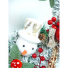 White Bushy Christmas Wreath With Snowman Berries & Jute Accents | 17 Inches