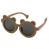2D Ear Brown Frame Anti Ultraviolet Unisex Sunglasses With Satin Storage Pouch