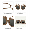 2D Ear Brown Frame Anti Ultraviolet Unisex Sunglasses With Satin Storage Pouch