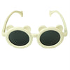 2D Ear White Frame Anti Ultraviolet Unisex Sunglasses With Satin Storage Pouch