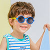 Blue Frame With Yellow Arms Anti Ultraviolet Unisex Sunglasses With Hardcase Storage
