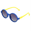 Blue Frame With Yellow Arms Anti Ultraviolet Unisex Sunglasses With Hardcase Storage