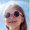 Pink Frame With Teal Arms Anti Ultraviolet Girls Sunglasses With Hardcase Storage