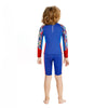 Dive 2-Piece set, Cobalt & Red Stamps Front-Zip Jacket with Knee Length Shorts, 2.5mm Neoprene Kids Swimsuit with Free Washbag