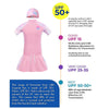 2 Pcs Top & Skort Set Peach Pink Tie-Dye Side Panel UPF 50+ Swimwear with Matching Swim Cap for Girls With Free Wash Bag (Copy)