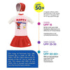 2 Pcs Top & Skort Set Red & Pink "Happy Surf Club" Cartoon Print UPF 50+ Swimwear with Matching Swim Cap for Girls With Free Wash Bag