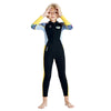 Dive Full Length Black & Yellow Stamp Printed 2.5mm Neoprene Kids Swimsuit with Free Washbag
