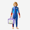 Dive Full Length, Cobalt & Red Stamp Printed Full Length 2.5mm Neoprene Kids Swimsuit with Free Washbag