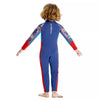 Dive Full Length, Cobalt & Red Stamp Printed Full Length 2.5mm Neoprene Kids Swimsuit with Free Washbag
