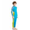 Full Length Dive Blue Leaf Printed Kids Swimwear in UPF 50+ Fabric with Swim Cap & Free Washbag