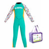 Dive Green Nautical Printed Full Length 2.5mm Neoprene Kids Swimsuit with Free Washbag