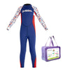 Dive Navy Nautical Printed Full Length 2.5mm Neoprene Kids Swimsuit with Free Washbag