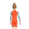 Orange “She's So Lucky” Printed Full Sleeves, Knee Length Kids Swimwear in Upf 50+ Fabric with Swim Cap & Free Washbag