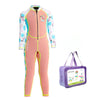 Dive Peach Flamingo & Tropical Printed Full Length 2mm Neoprene Kids Swimsuit with Free Washbag