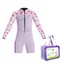 Dive Purple Strawberry Printed Knee Length 2.5mm Neoprene Kids Swimsuit with Free Washbag