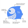 Blue & White Jaw Fish Silicone Swim Cap | 5yrs - 15yrs