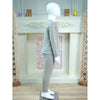 Stripes Grey Round Neck Upper & Lower Body Thermal Winter Warmers