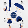 3 Fold Navy Blue Checkered Auto Open & Close Umbrella for Teens & Adults
