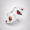 3 Fold White Puppy & Apple, Auto Open & Close Rain & Sun Dual Umbrella for Teens & Adults