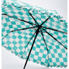 3fold Turquoise Frills and Checks Printed Umbrella for Teens & Adults