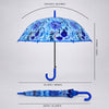 Blue Floral Tile Print Umbrella for Teens & Adults