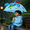 3D Face Blue Dino Spikes Umbrella for Kids-3-8Y