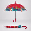 Maroon Mexico Landmark Print Umbrella for Teens & Adults