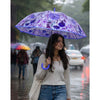 Purple Floral Tile Print Umbrella for Teens & Adults