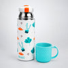 Blue Checks Cup Lid Design, Sleek Stainless Steel Thermos & Water Bottle for Kids, 350ml
