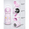 Pink Puppy Design, Stainless Steel Dual Lid Water Bottle for Kids, 500ml