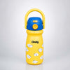 Yellow Blue Clouds Design, Stainless Steel Dual Lid Water Bottle for Kids, 500ml