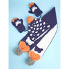 3Pcs Navy & Orange Fox Matching Beanie Winter Cap, Mufflers And Gloves Set | 5-10 Years