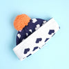 3Pcs Navy & Orange Fox Matching Beanie Winter Cap, Mufflers And Gloves Set | 5-10 Years