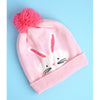3Pcs Pink Bunny Rabbit Matching Beanie Winter Cap, Mufflers And Gloves Set | 5-10 Years