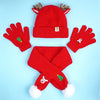 3Pcs Christmas Themed Winter Cap, Mufflers And Gloves | 4-8 Years