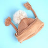 Brown Butterfly Knitted Soft Woolen Winter Cap With Tie Up | 6-18 Months