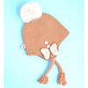 Brown Butterfly Knitted Soft Woolen Winter Cap With Tie Up | 6-18 Months