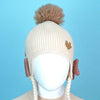 Cream Butterfly Knitted Soft Woolen Winter Cap With Tie Up | 6-18 Months