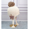 Cream Butterfly Knitted Soft Woolen Winter Cap With Tie Up | 6-18 Months