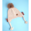 Cream Butterfly Knitted Soft Woolen Winter Cap With Tie Up | 6-18 Months