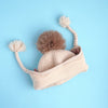 Cream Butterfly Knitted Soft Woolen Winter Cap With Tie Up | 6-18 Months