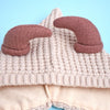 Cream Baby Horns Knitted Soft Woolen Winter Cap With Tie Up | 6-18 Months