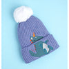 2Pcs Themed Blue Party Dino Themed Beanie Winter Cap With Matching Neck Cuff Style Muffler | 4-10 Years