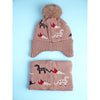Little Surpise Box , 2Pcs Brown Dino Themed Beanie Winter Cap With Matching Neck Cuff Style Muffler | 5-15 Years