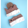 Little Surpise Box , 2Pcs Brown Dino Themed Beanie Winter Cap With Matching Neck Cuff Style Muffler | 5-15 Years