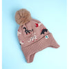 Little Surpise Box , 2Pcs Brown Dino Themed Beanie Winter Cap With Matching Neck Cuff Style Muffler | 5-15 Years